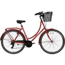 Bisan Paradise S Bayan Şehir Bisikleti 54CM V 28 Jant 7 Vites Kırmızı Gri