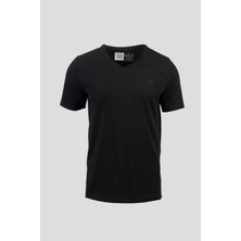 Mabross Erkek Siyah Pamuklu Likralı V-Yaka Slim Fit T-Shirt