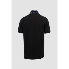 Mabross Erkek Siyah %100 Pamuk Polo Yaka Custom Fit T-Shirt