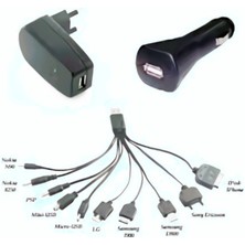 FF Clas Universal Ev ve Oto Araç Çakmaklık Şarj Seti 10 Tip Kablolu USB