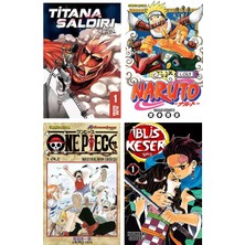 Manga Başlangıç Seti 4'lü Set / Titana Saldırı - Naruto - One Piece - Iblis Keser