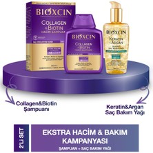 Bioxcin Collagen & Biotin Hacim Şampuanı 300ML + Bioxcin Kertin Argan Saç Bakım Yağı