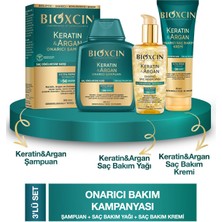 Bioxcin Keratin & Argan Onarıcı Şampuan 300ML + Keratin Argan Saç Bakım Yağı + Saç Kremi