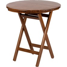 Bahçeme Antalya Ahşap Bahçe Balkon Takımı: 90 cm Yuvarlak Masa + 2 Minderli Sandalye | Katlanır  Set