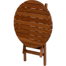 Bahçeme Antalya Ahşap Bahçe Balkon Takımı: 90 cm Yuvarlak Masa + 2 Minderli Sandalye | Katlanır  Set