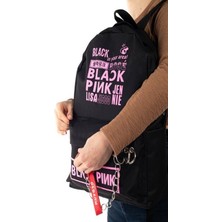 Makko Polo Black Pink Piercingli Zincirli Siyah Sırt Çantası