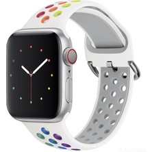 Gregoss Apple Watch 7-6-Se-5-4-3-2 Seri (38/40/41) mm Uyumlu Yumuşak Çelik Tokalı Delikli Silikon Kordon