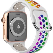 Gregoss Apple Watch 7-6-Se-5-4-3-2 Seri (38/40/41) mm Uyumlu Yumuşak Çelik Tokalı Delikli Silikon Kordon