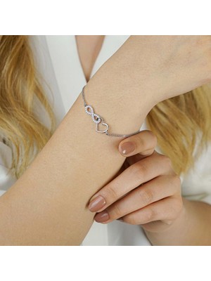 925 Gümüş Sonsuzluk Kalp Motfili Bayan Gümüş Bileklik