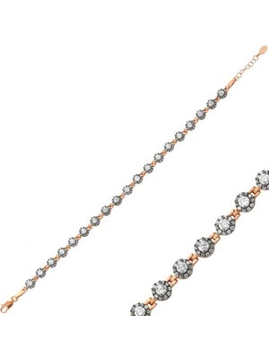 925 Gümüş Gümüş Taşlı Su Yolu Bayan Bileklik