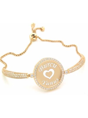 925 Gümüş Gümüş Isimli Kişiye Özel Taşlı Bayan Bileklik