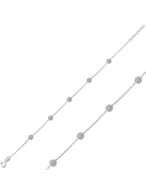 925 Gümüş Gümüş Beyaz Toplu Bayan Bileklik