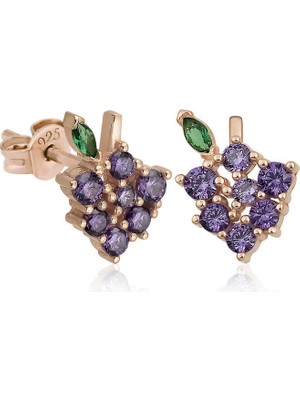 925 Gümüş ​gümüş Üzüm Figürlü Meyve Çivi Küpe