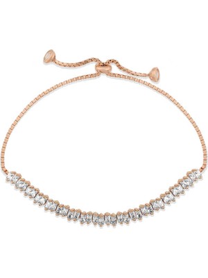 925 Gümüş Gümüş Baget Taşlı Su Yolu Asansör Bileklik