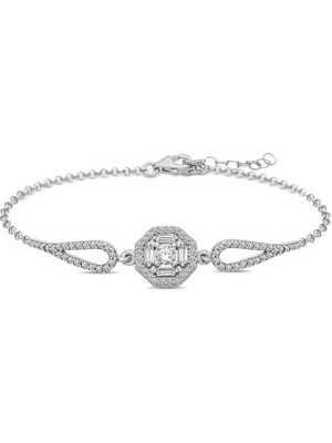 925 Gümüş ​gümüş Baget Taşlı Bileklik