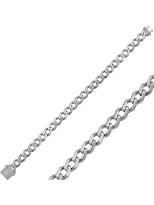 925 Gümüş Gümüş Unisex Taşlı Gurmet Bileklik