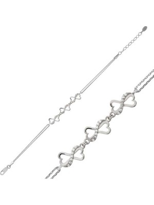 925 Gümüş Gümüş Kalpli Sonsuzluk Bileklik