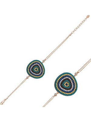 925 Gümüş Gümüş Damla Nazar Bayan Bileklik