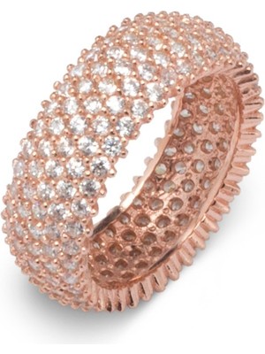 925 Gümüş 5 Sıra Tam Tur Rose Kaplama Gümüş Alyans