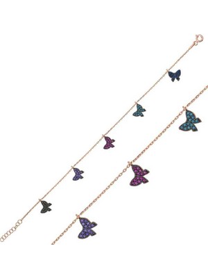 925 Gümüş Gümüş Kelebek Bayan Bileklik