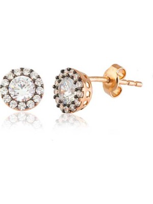 925 Gümüş Gümüş Elmas Montür Çivili Küpe