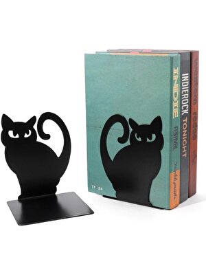 Three Beans Persian Kedi Outlook Kitap Durumları Oymak Nonskid Kalınlaşma Demir Metal Kitaplıklar Kitap Organizatör Kütüphane Ofis | Bookends (Yurt Dışından)