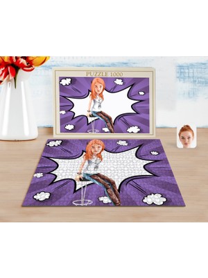 BK Kişiye Özel Kadın Karikatürlü 1000 Parça Profesyonel Puzzle-39