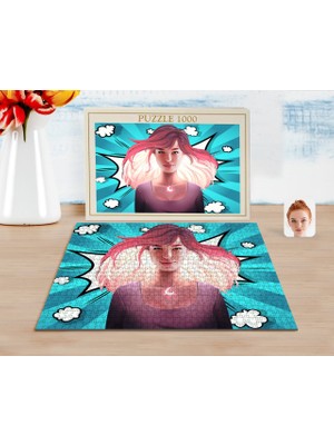 BK Kişiye Özel Kadın Soyut Karikatürlü 1000 Parça Profesyonel Puzzle-13