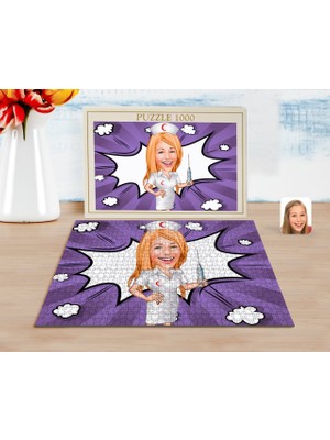 BK Kişiye Özel Hemşire Karikatürlü 1000 Parça Profesyonel Puzzle-1