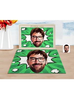BK Kişiye Özel Erkek Yüz Karikatürlü 1000 Parça Profesyonel Puzzle-1