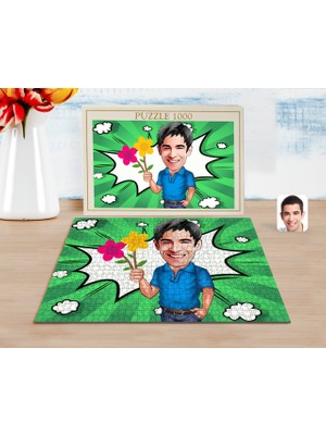 BK Kişiye Özel Erkek Karikatürlü 1000 Parça Profesyonel Puzzle-1
