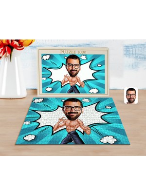 BK Kişiye Özel Bruce Lee Karikatürlü 1000 Parça Profesyonel Puzzle-1
