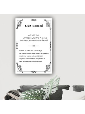 Decorita Cam Tablo | Dini İslami Tablo | Asr Süresi | Beyaz Fon | 40cm x 60cm