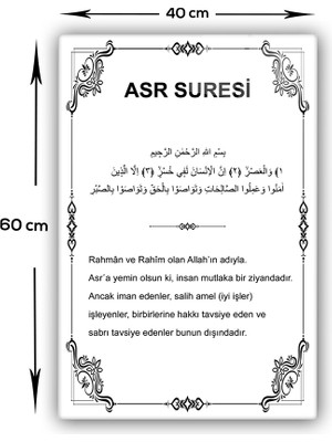 Decorita Cam Tablo | Dini İslami Tablo | Asr Süresi | Beyaz Fon | 40cm x 60cm