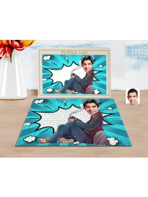 Kişiye Özel Erkek Karikatürlü 1000 Parça Profesyonel Puzzle-61