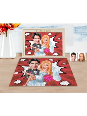 Kişiye Özel Evleniyoruz Karikatürlü 1000 Parça Profesyonel Puzzle-9