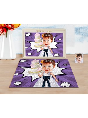 Kişiye Özel Kiz Çocuk Doğum Günü Karikatürlü 1000 Parça Profesyonel Puzzle-2