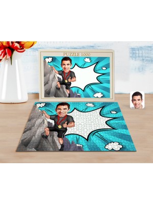Kişiye Özel Erkek Dağci Karikatürlü 1000 Parça Profesyonel Puzzle-1