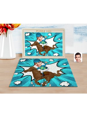 Kişiye Özel Erkek Jokey Karikatürlü 1000 Parça Profesyonel Puzzle-1