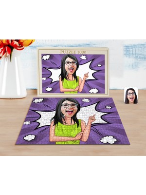 Kişiye Özel Kadin Karikatürlü 1000 Parça Profesyonel Puzzle-19