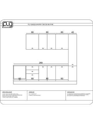 Fly Mobilya 300 cm Sherry Mutfak