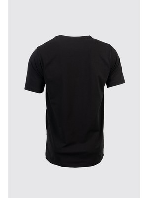 Mabross Erkek Siyah Pamuklu Likralı V-Yaka Slim Fit T-Shirt