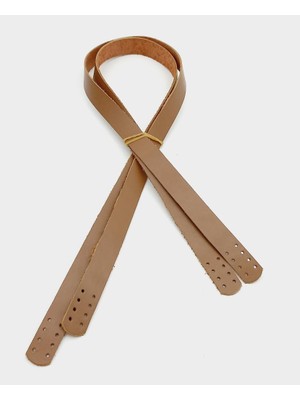 Angel Çanta Aksesuar Sütlü Kahve Renk Gerçek Deri 80X2 cm Çift Sap