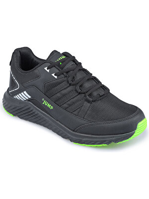 JUMP 24865 Full Siyah - Neon Yeşil Erkek Günlük Rahat Yürüyüş Sneaker Spor Ayakkabı