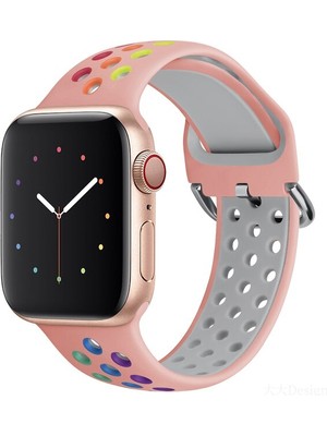 Gregoss Apple Watch 7-6-Se-5-4-3-2 Seri (38/40/41) mm Uyumlu Yumuşak Çelik Tokalı Delikli Silikon Kordon