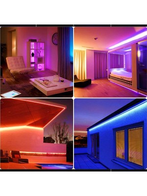 Aciko Bilgisayar Masası Için Rgb 3 Metre Adaptörlü 24 Tuşlu Kumandalı Şerit LED Hazır Set