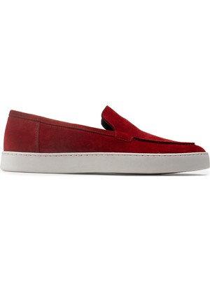 Deery Hakiki Süet Kırmızı Loafer Erkek Ayakkabı