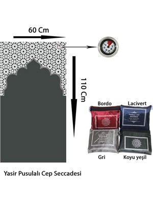 Berat Seccade - Namazlık - Pusulalı Cep Seccadesi - Çantalı Fermuarlı Pratik - 1 Adet