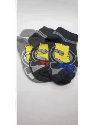 Evo 3'lü - 5 Yaş Bart Simpson Desenli Kısa Çocuk Çorabı