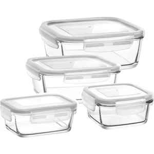 Saklama Kabı 4'lü Cam Kilitli Saklama Kabı 4 Boy